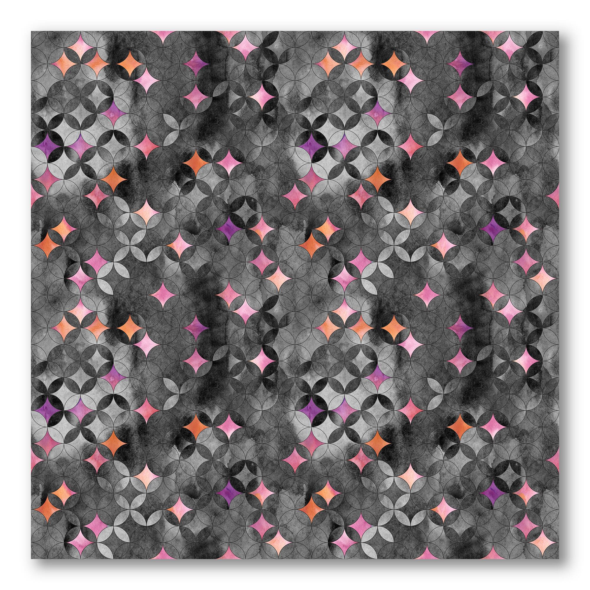 Designart - Geometry Intersecting Circles With Pink Stars
